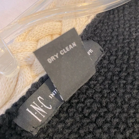 INC International concepts black sweater jacket with white braided trim. large. - Picture 8 of 12